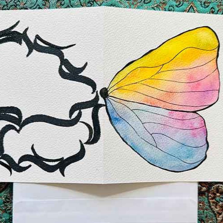 Grußkarten & Schmetterling-Kalligrafie
