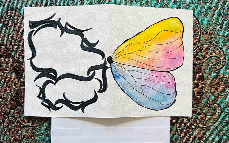 Grußkarten & Schmetterling-Kalligrafie
